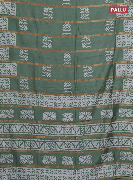 Pastel Green Semi Chanderi Saree - Batik Prints
