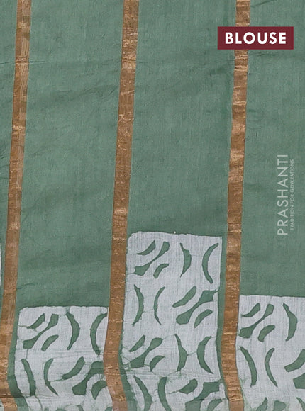 Pastel Green Semi Chanderi Saree - Batik Prints