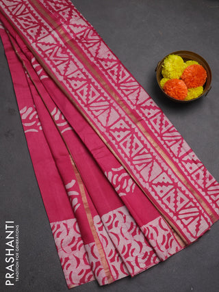 Pink Semi Chanderi Saree - Batik Prints