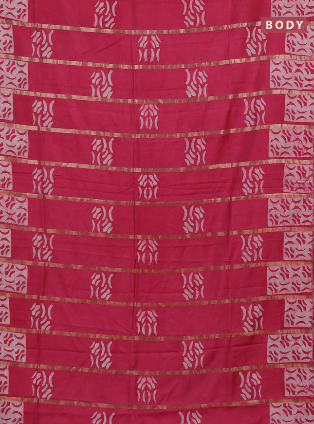 Pink Semi Chanderi Saree - Batik Prints