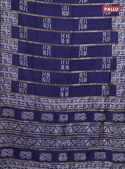 Blue Semi Chanderi Saree - Batik Prints