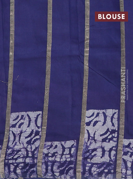 Blue Semi Chanderi Saree - Batik Prints