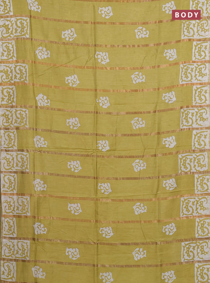 Pista Green Semi Chanderi Saree - Batik Prints