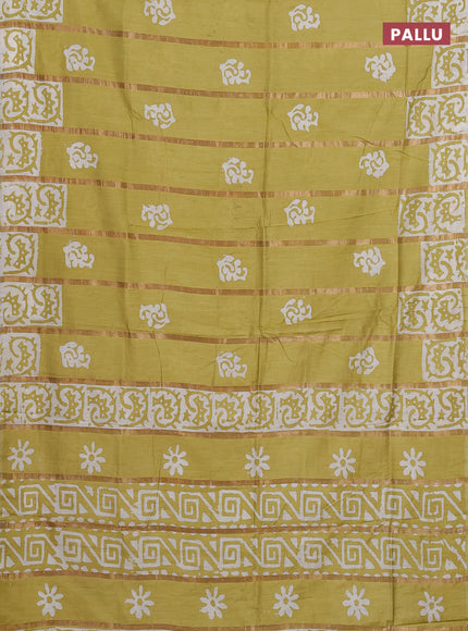 Pista Green Semi Chanderi Saree - Batik Prints