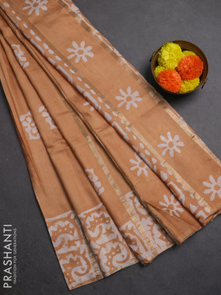 Sandal Semi Chanderi Saree - Batik Prints