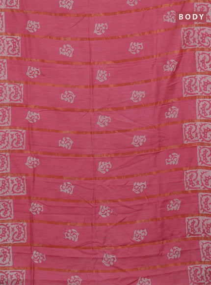 Pink Semi Chanderi Saree - Batik Prints