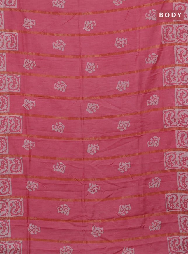 Pink Semi Chanderi Saree - Batik Prints