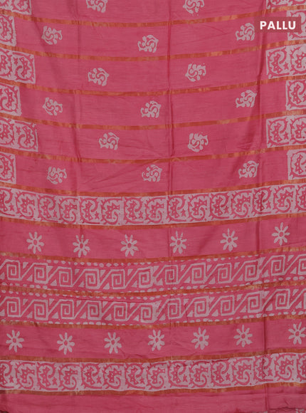 Pink Semi Chanderi Saree - Batik Prints