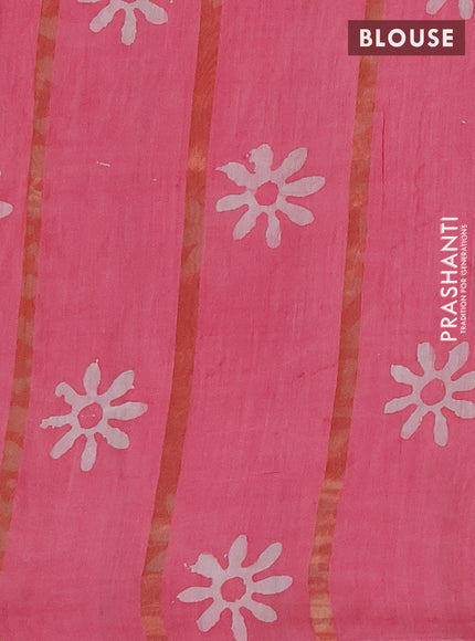 Pink Semi Chanderi Saree - Batik Prints