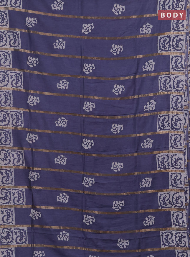 Grey Semi Chanderi Saree - Batik Prints