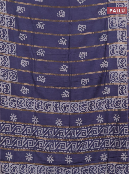 Grey Semi Chanderi Saree - Batik Prints