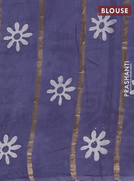 Grey Semi Chanderi Saree - Batik Prints