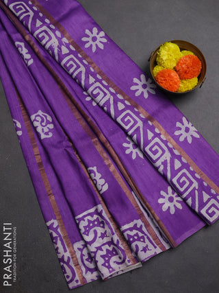 Lavender Semi Chanderi Saree - Batik Prints