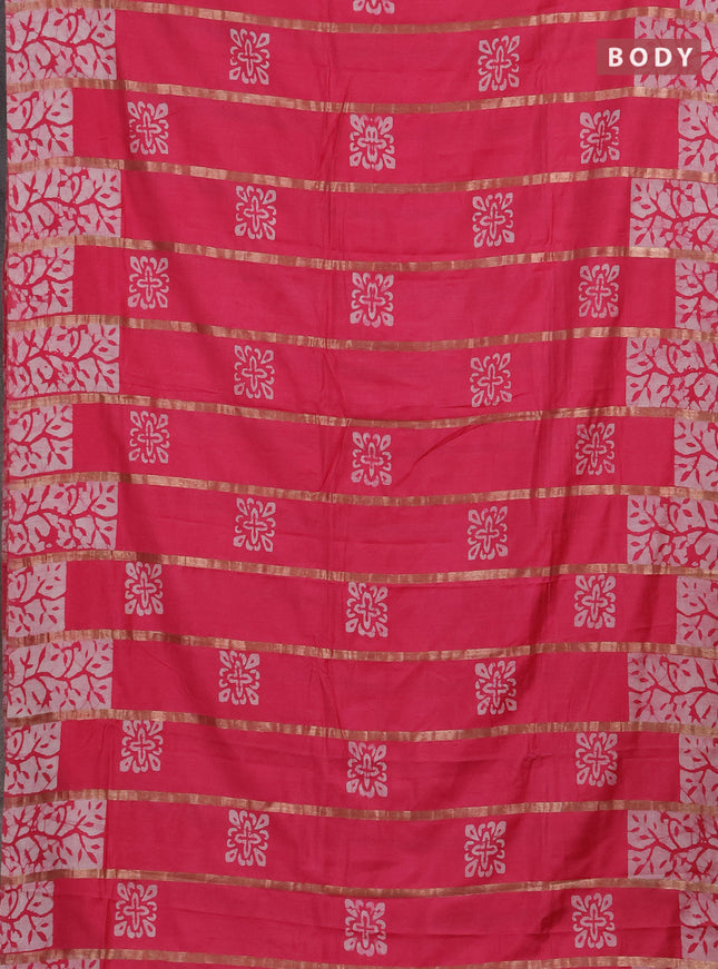 Pink Semi Chanderi Saree - Batik Prints