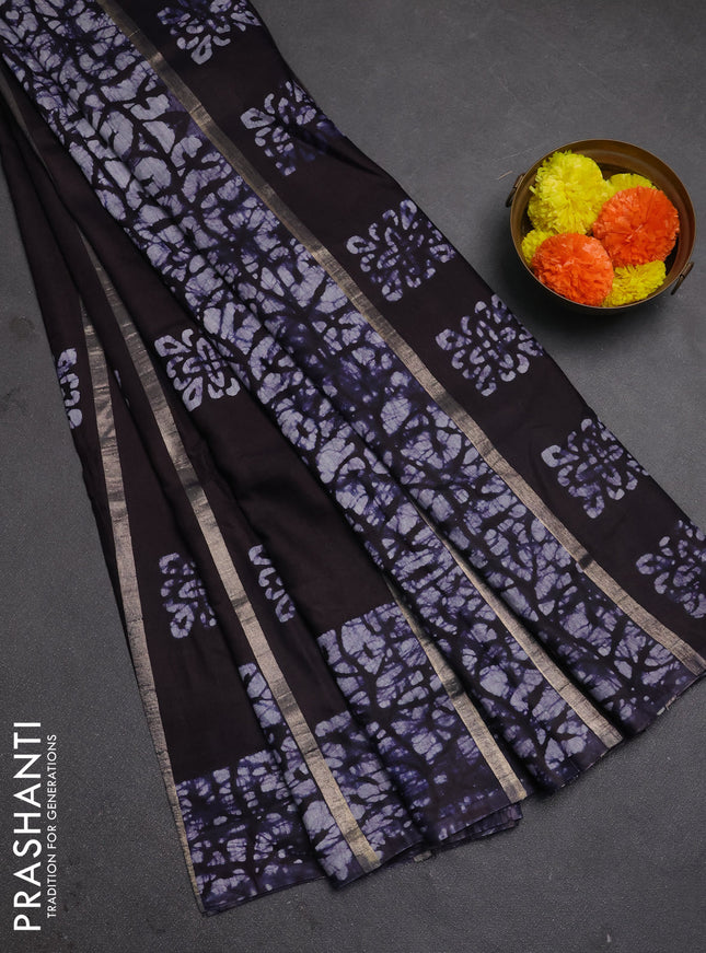 Jamun Semi Chanderi Saree - Batik Prints
