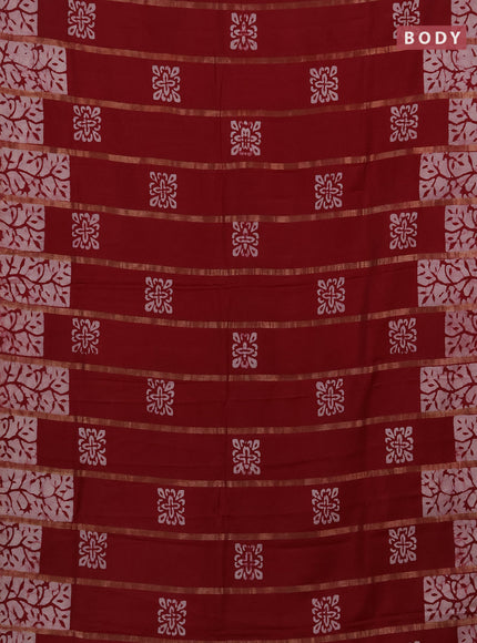 Maroon Semi Chanderi Saree - Batik Prints