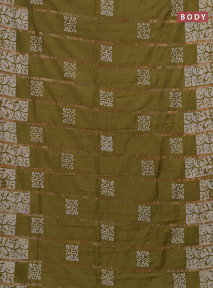 Mehendi Green Semi Chanderi Saree - Batik Prints