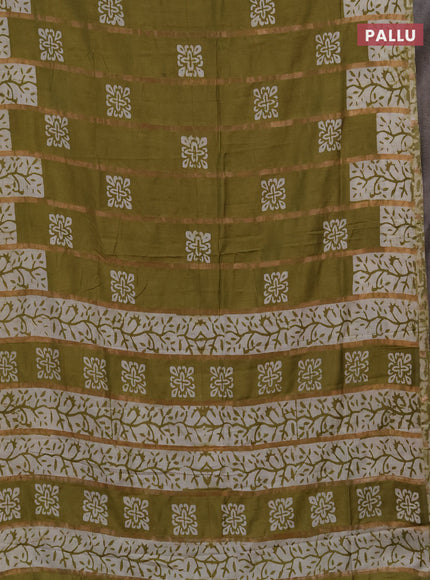 Mehendi Green Semi Chanderi Saree - Batik Prints