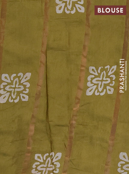 Mehendi Green Semi Chanderi Saree - Batik Prints