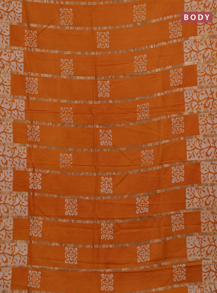 Mustard Yellow Semi Chanderi Saree - Batik Prints