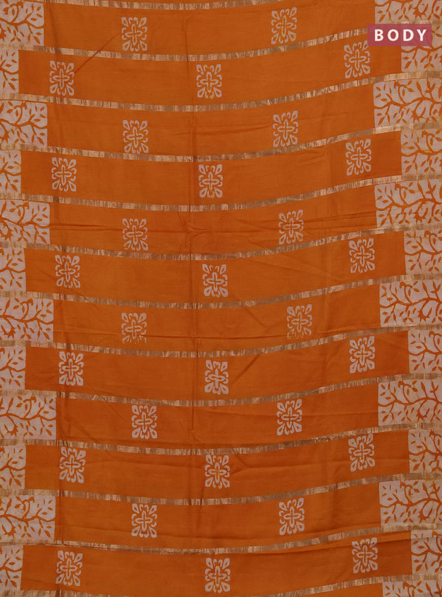 Mustard Yellow Semi Chanderi Saree - Batik Prints
