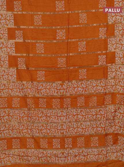 Mustard Yellow Semi Chanderi Saree - Batik Prints