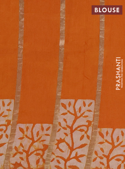 Mustard Yellow Semi Chanderi Saree - Batik Prints