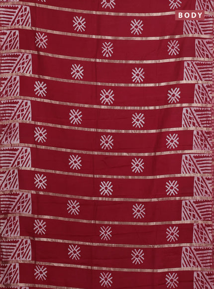 Maroon Semi Chanderi Saree - Batik Prints
