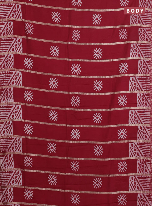 Maroon Semi Chanderi Saree - Batik Prints