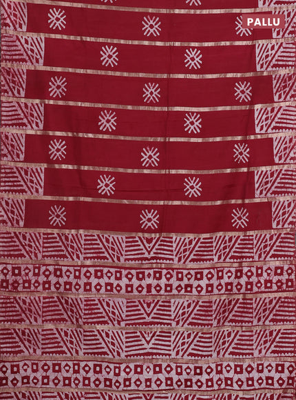 Maroon Semi Chanderi Saree - Batik Prints