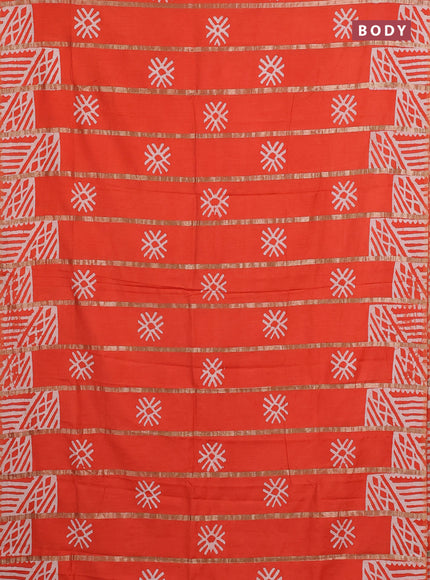 Orange Semi Chanderi Saree - Batik Prints