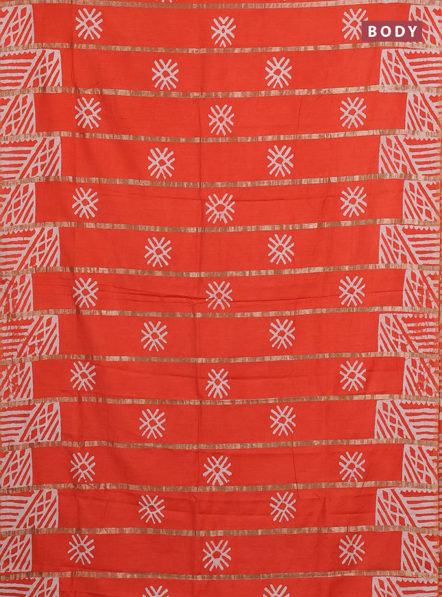 Orange Semi Chanderi Saree - Batik Prints