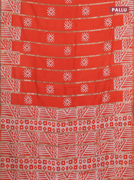 Orange Semi Chanderi Saree - Batik Prints