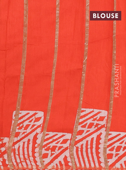 Orange Semi Chanderi Saree - Batik Prints