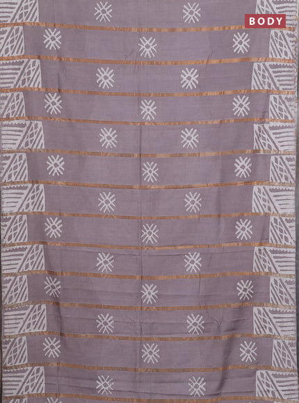 Grey Semi Chanderi Saree - Batik Prints