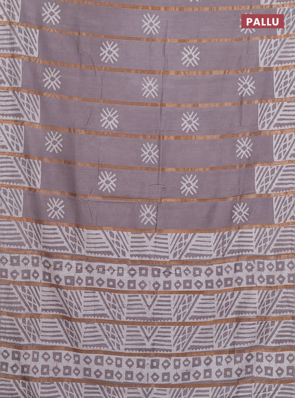 Grey Semi Chanderi Saree - Batik Prints