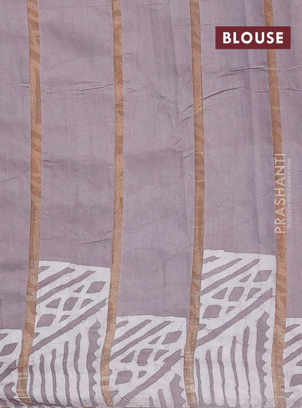 Grey Semi Chanderi Saree - Batik Prints