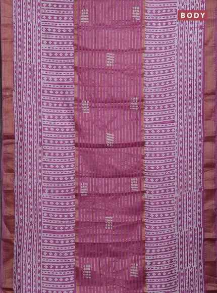 Mauve Pink Semi Chanderi Saree - Batik Prints