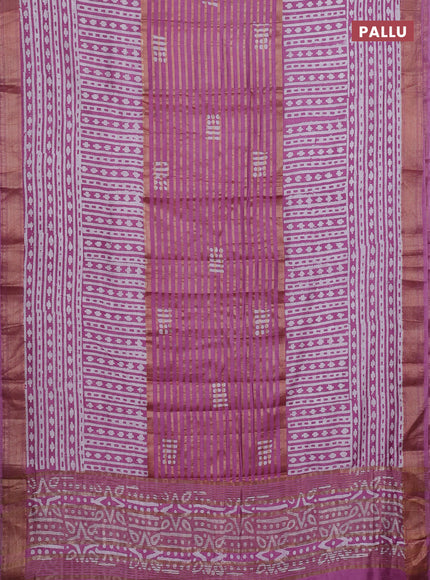 Mauve Pink Semi Chanderi Saree - Batik Prints