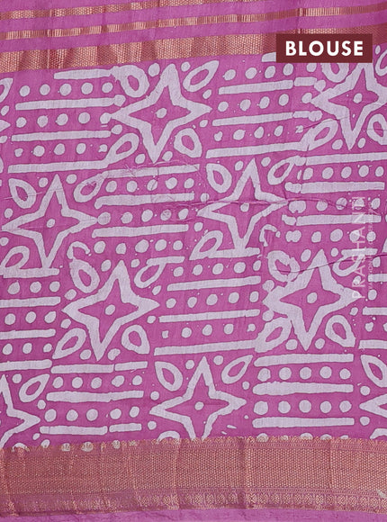 Mauve Pink Semi Chanderi Saree - Batik Prints