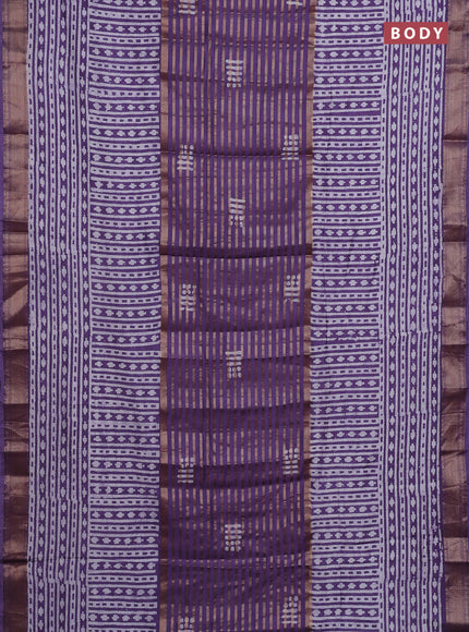 Purple  Semi Chanderi Saree - Batik Prints