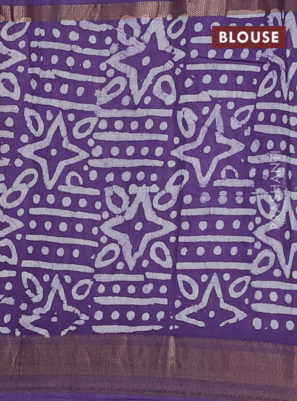 Purple  Semi Chanderi Saree - Batik Prints