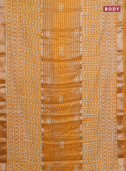 Mustard Yellow Semi Chanderi Saree - Batik Prints