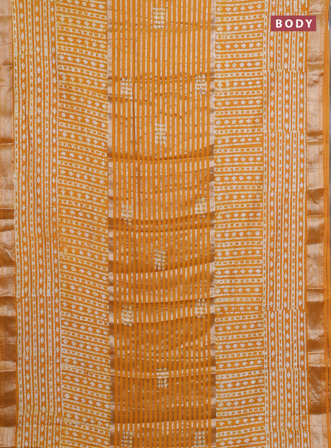 Mustard Yellow Semi Chanderi Saree - Batik Prints