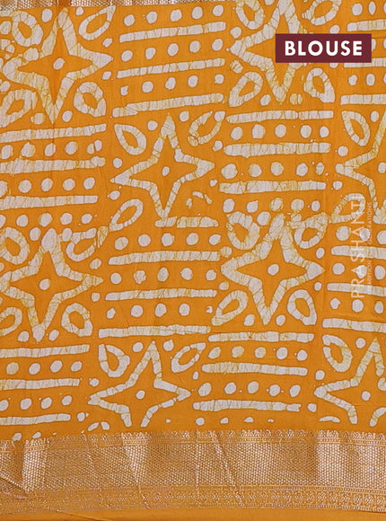 Mustard Yellow Semi Chanderi Saree - Batik Prints