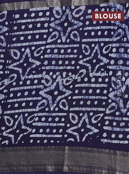 Navy Blue Semi Chanderi Saree - Batik Prints