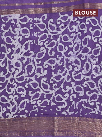 Purple  Semi Chanderi Saree - Batik Prints