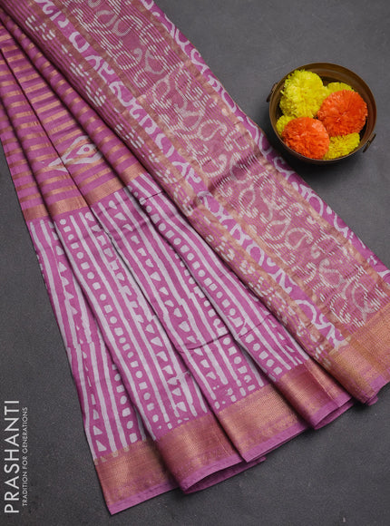 Pastel Pink Semi Chanderi Saree - Batik Prints