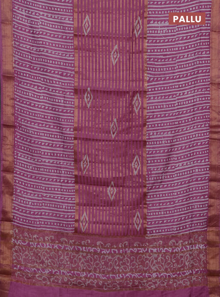 Pastel Pink Semi Chanderi Saree - Batik Prints