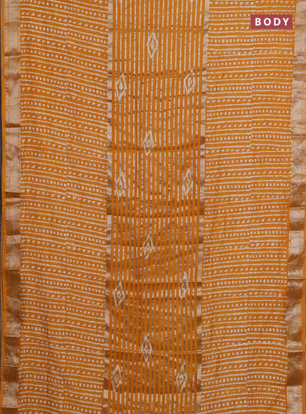 Mustard Yellow Semi Chanderi Saree - Batik Prints